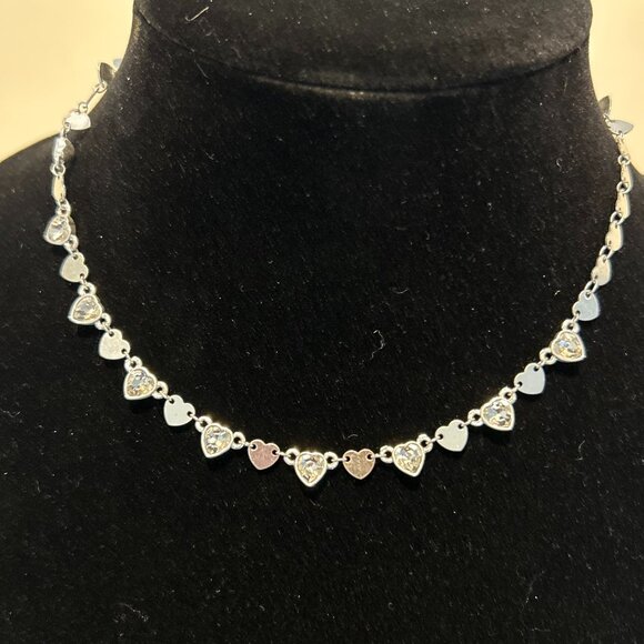 Silver Infinity Love Necklace. Nine West 13" Diamond Heart Choker - Picture 5 of 10
